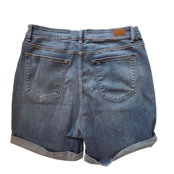 Judy Blue Button Fly Denim Shorts sz 2XL Jean Rolled Cuff Stretch - Picture 5 of 9